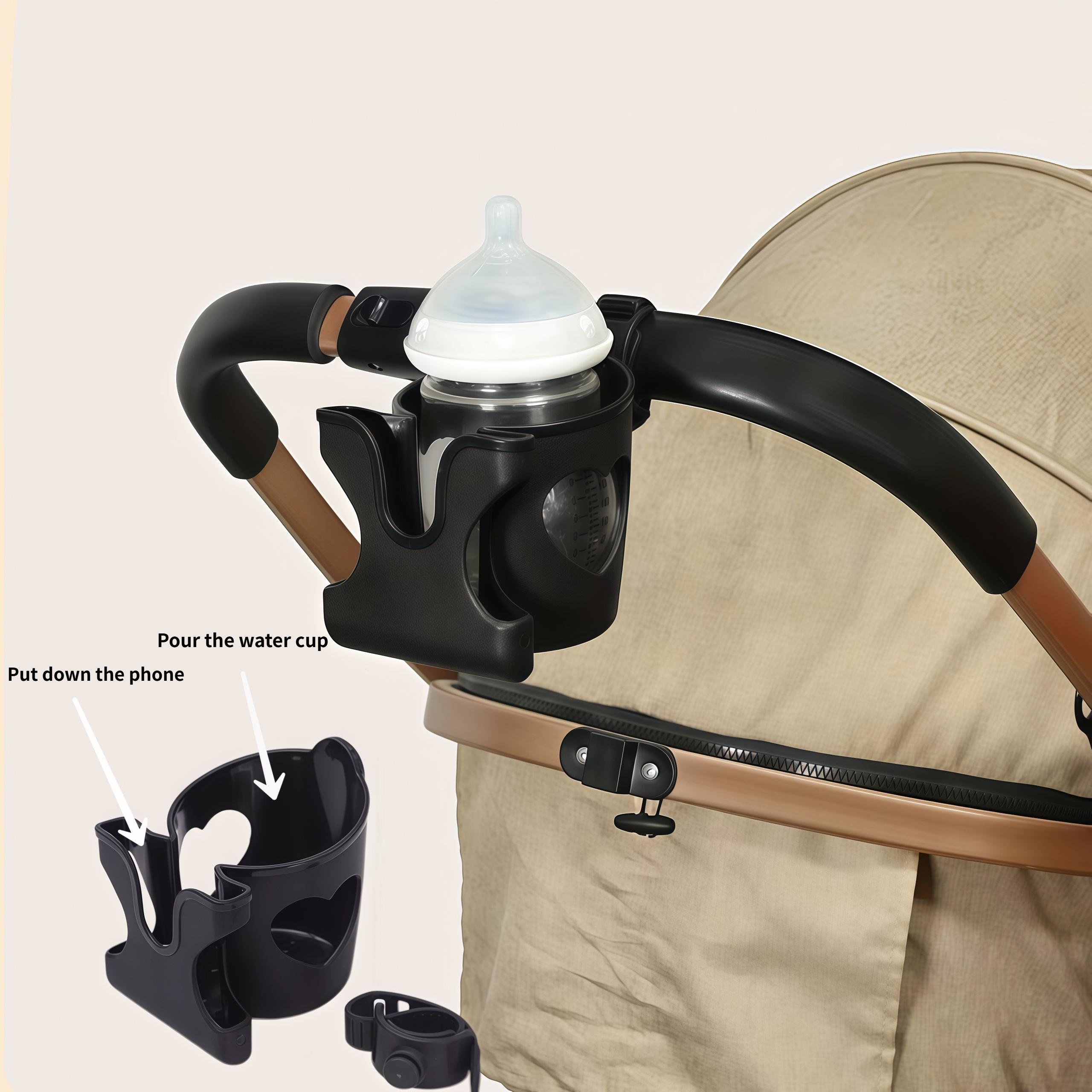 Stroller Accessories - Stroller cup holder with phone holder/bottle