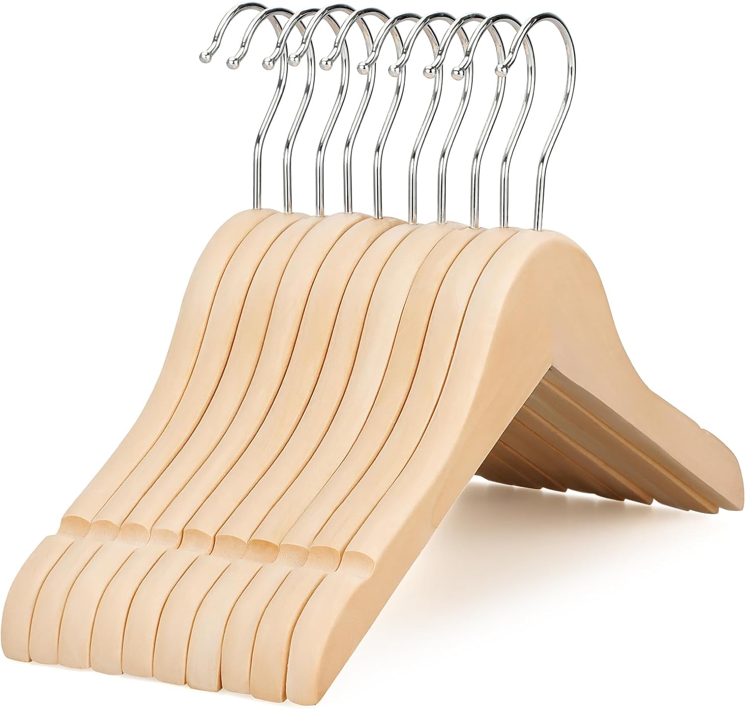 Baby Products Pack - Natural Wood Kids Hangers with 360°