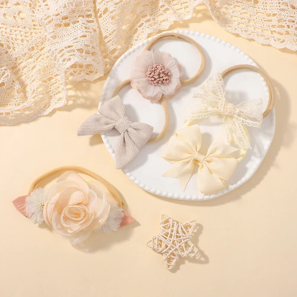 5Pcs Baby Flower Lace Bow Head - Baby Products Set incelemesi ve fiyatı